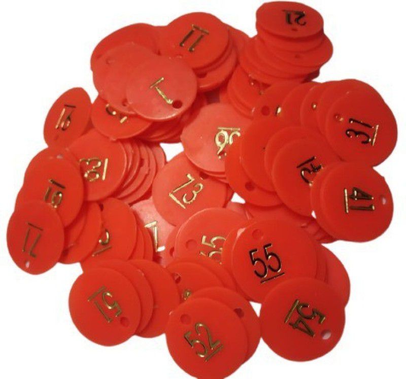 Bal samrat Plastic Orange Punch Hole Numerical Token/Coins Pack of 1 to 100 Halled T-10  (100 Pieces)