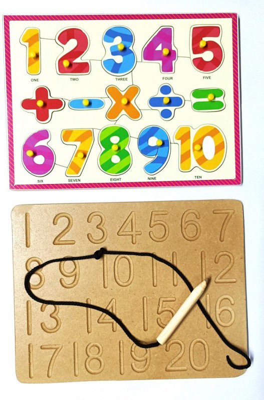 jaraglobal 1 to 10 Number Wooden Board with Mathematical Symbol with 1 to 20 Writing Board  (17 Pieces)