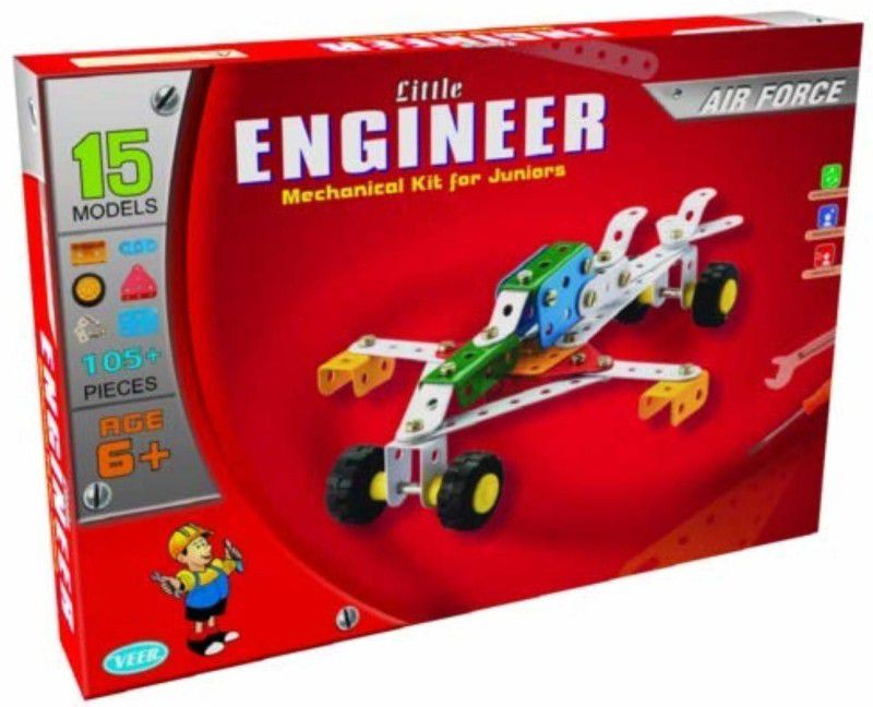 AVYUKT Little Engineering Mechanical Kit for Juniors - Air Force for Kids (15 Models | 105 Piece)  (Multicolor, Pack of: 1)