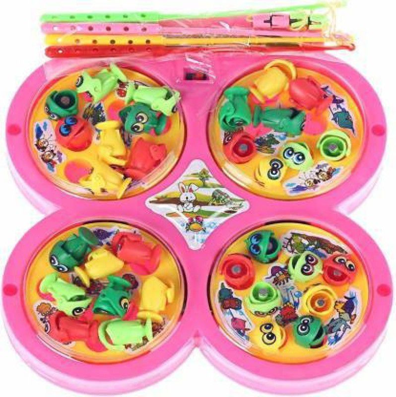 Rohi Pro Fish Catching Game Toy with 4 Pools,32 Small Multicolored Fishes,4 Magnetic Fishing Rods Party & Fun Games Board Game