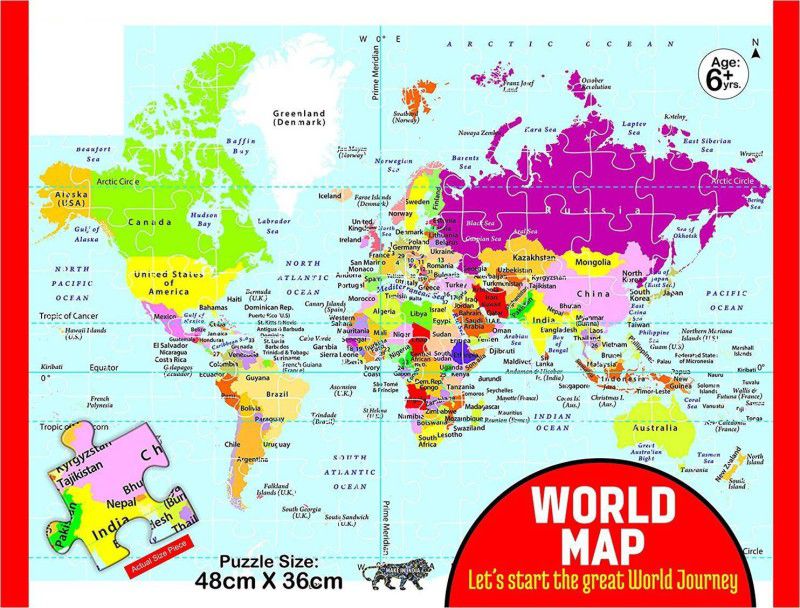 Sanchi Creation Elite World Map Puzzle - Educational Toy  (108 Pieces)
