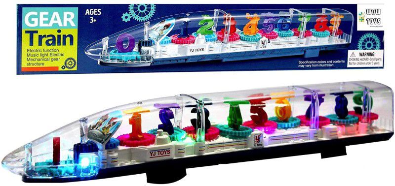 GREST Transparent Bump & Go Bullet Train with 3D Lightning, Moving Gears and Music  (Multicolor)