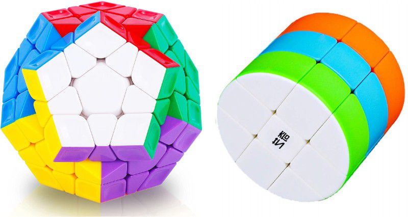 Authfort Cube Sculpted Stickerless 3x3 Pentagonal Dodecahedron Z cube Cloud Series 3x3x3 Cylinder High Speed Stickerless Cube Combo pack of 2  (2 Pieces)
