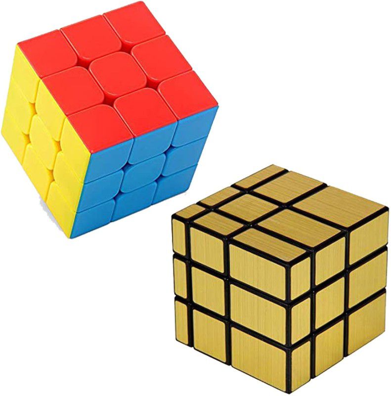 NOVO CONCEPTS SVE Cubes 3x3 High Speed Sticker Less Magic Puzzle Cube 3x3 Gold Mirror Cube  (2 Pieces)