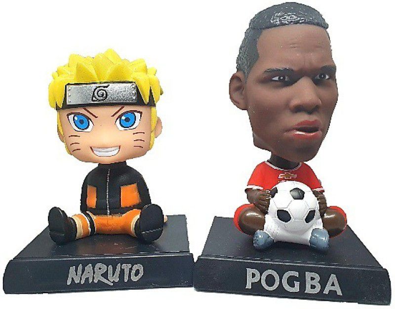 Daiyamondo Japanese Character Naruto With Football Player Pogba Big Size Bobble Head - Action Figure Moving Head Bobblehead Spring Dancing PVC Bobble Spring Dancing Doll Toy Car Dashboard Bounce Toys for Car Interior Dashboard  (Multicolor)