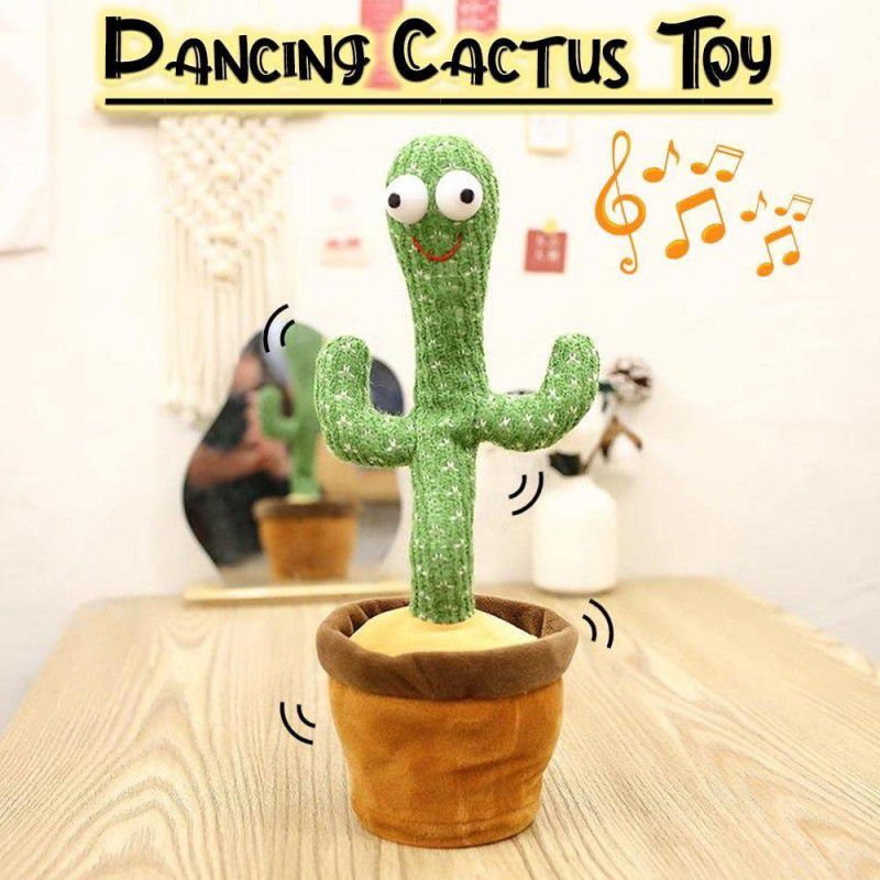 Geutejj Dancing Cactus Talking Toy, Cactus Plush Toy, Wriggle & Singing Recording  (Green)