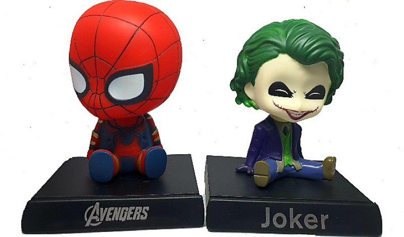 Daiyamondo Avenger Spider Man With Blue Joker Big Size Bobble Head - Action Figure Moving Head Bobblehead Spring Dancing PVC Bobble Spring Dancing Doll Toy Car Dashboard Bounce Toys for Car Interior Dashboard  (Multicolor)