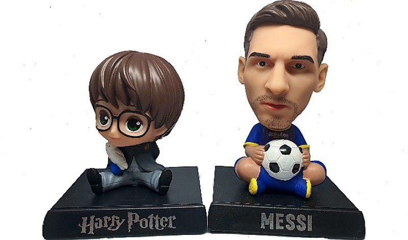 Daiyamondo Harry Puttar With FootBall Player Messi Big Size Bobble Head - Action Figure Moving Head Bobblehead Spring Dancing PVC Bobble Spring Dancing Doll Toy Car Dashboard Bounce Toys for Car Interior Dashboard  (Multicolor)
