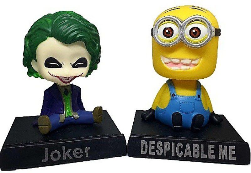 Daiyamondo Blue Joker With Despicable Minion \Big Size Bobble Head - Action Figure Moving Head Bobblehead Spring Dancing PVC Bobble Spring Dancing Doll Toy Car Dashboard Bounce Toys for Car Interior Dashboard  (Multicolor)