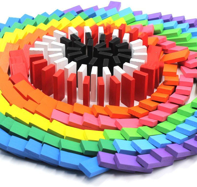 AEXONIZ TOYS {100 Piece} 12 Color Wooden Domino Building Blocks Educational Toys For Kids 4+  (100 Pieces)