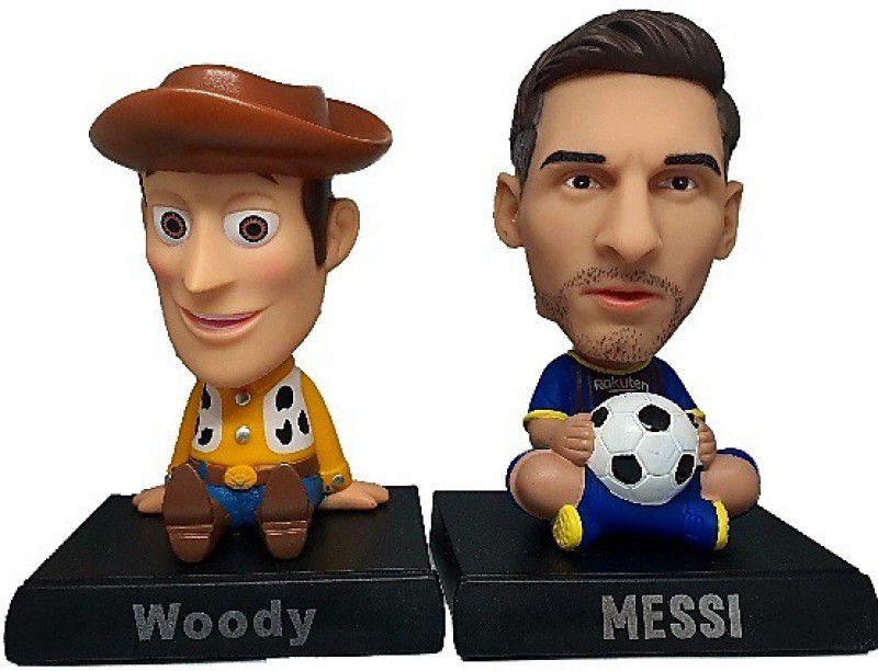 Daiyamondo Woody With Football Player Messi Big Size Bobble Head - Action Figure Moving Head Bobblehead Spring Dancing PVC Bobble Spring Dancing Doll Toy Car Dashboard Bounce Toys for Car Interior Dashboard  (Multicolor)