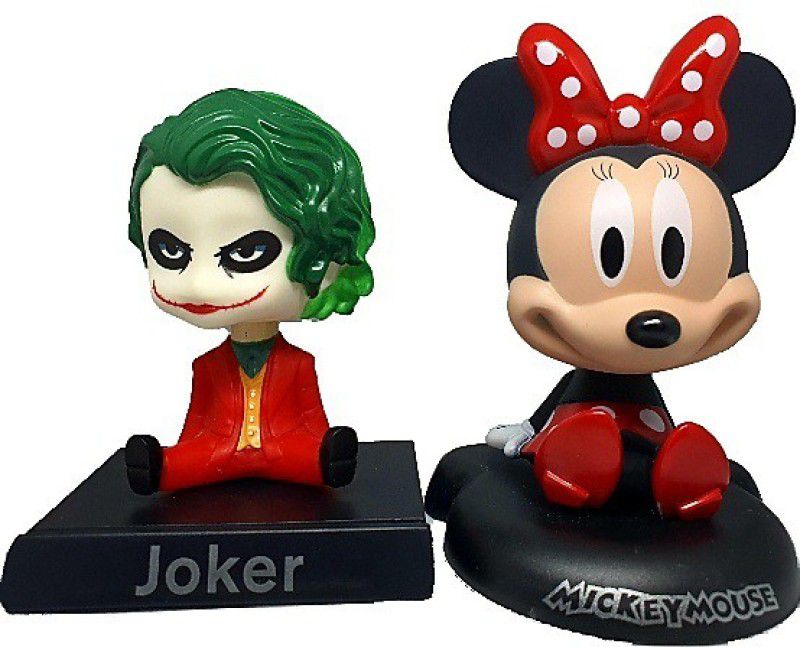 Daiyamondo Red joker With Minnie Big Size Bobble Head - Action Figure Moving Head Bobblehead Spring Dancing PVC Bobble Spring Dancing Doll Toy Car Dashboard Bounce Toys for Car Interior Dashboard  (Multicolor)