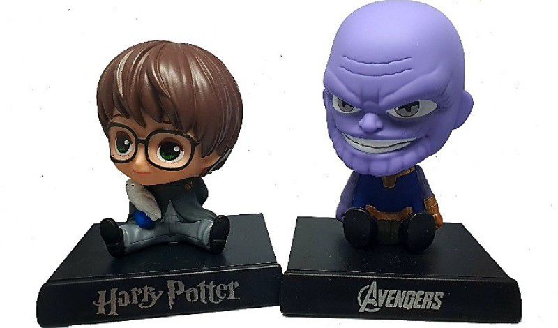 Daiyamondo Harry Puttar With Avengers Villain Purple Thanos Big Size Bobble Head - Action Figure Moving Head Bobblehead Spring Dancing PVC Bobble Spring Dancing Doll Toy Car Dashboard Bounce Toys for Car Interior Dashboard  (Multicolor)