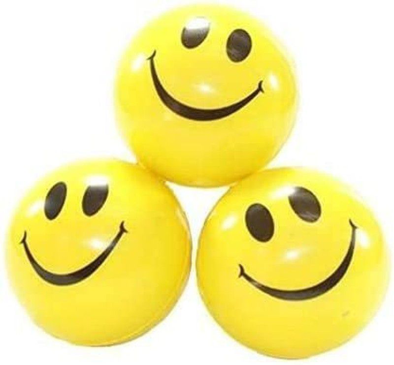 New S.S Creation Smiley Face Squeeze Ball Yellow Ball Stress Reliver Ball 3 Pcs Smiley Ball - 5 cm  (Yellow)