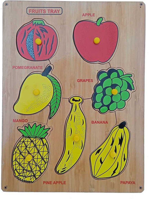FireFlies Wooden Fruits Puzzle With Nob Educational Peg Board for kids  (1 Pieces)