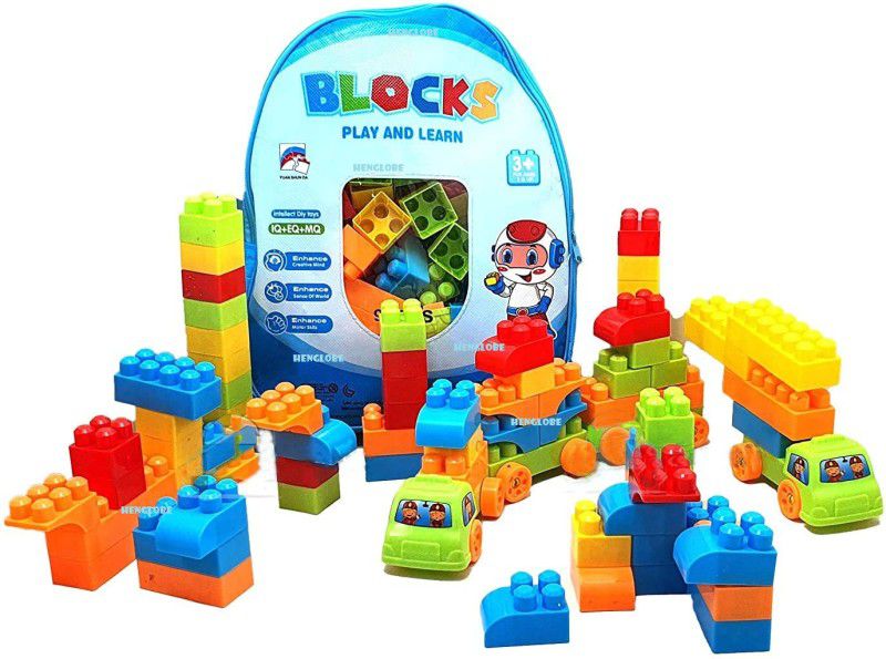 HENGLOBE Building Blocks for Kids with Wheel, Bag Packing, Best Gift Toy for Girls, Boys  (100 Pieces)