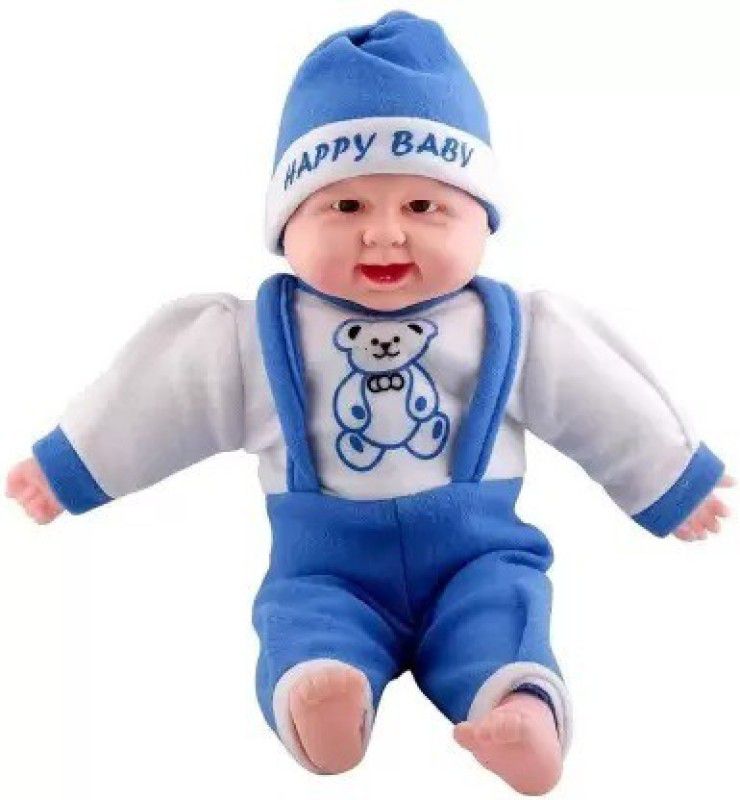 tryzens Baby Musical and Laughing Boy Doll (Blue, White) (Blue, White, Multicolor) - 14 inch  (Multicolor)