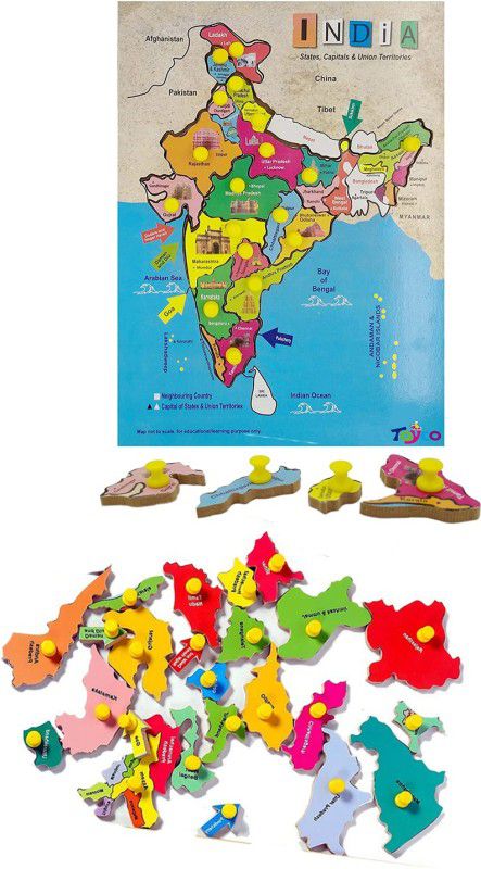 AMUSING India Map Puzzle With Picture Wooden Map with States For Knowledge Jigsaw Puzzle  (1 Pieces)