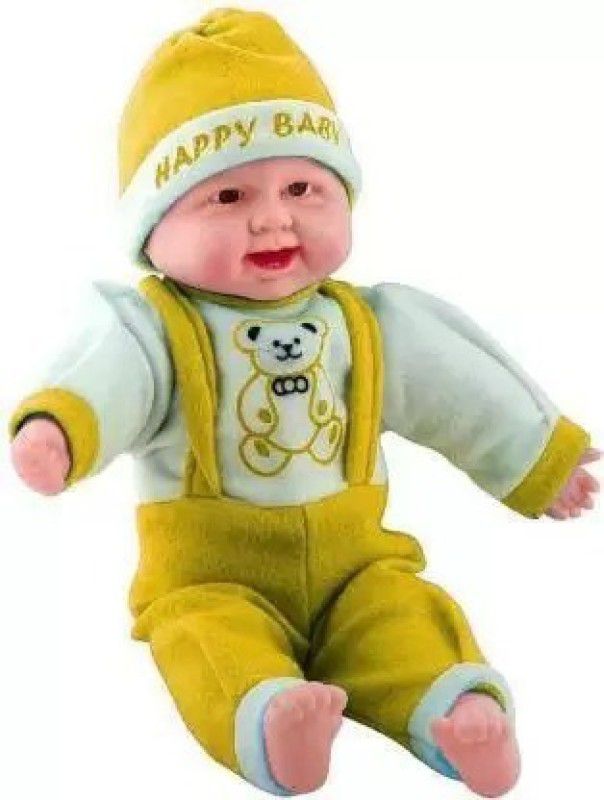 tryzens Baby Boy Laughing Musical Doll With Touch Sensors with Sound (Yellow) (Yellow) - 14 inch  (Multicolor)