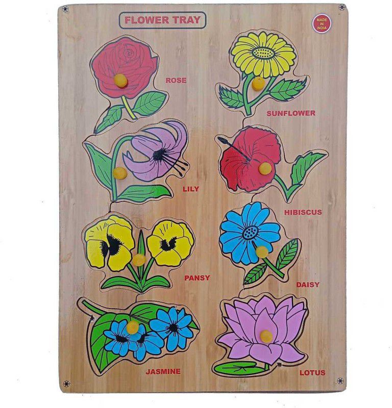 FireFlies Wooden Flowers Puzzle With Nob Educational Peg Board for kids  (1 Pieces)
