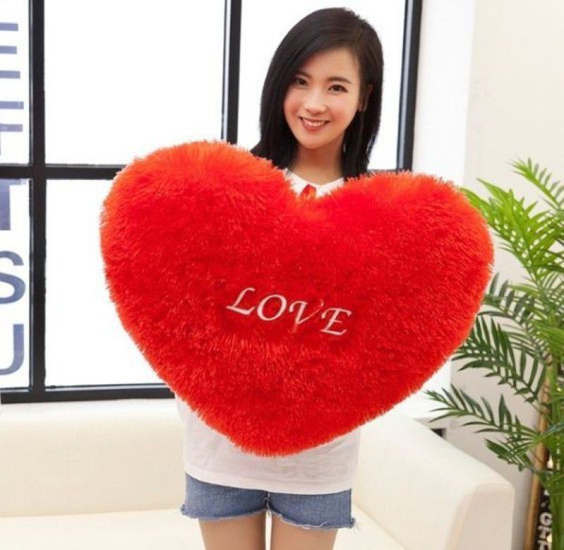 Frantic Soft Stuffed Heart Shape Love Cushion Pillow - 25 cm  (Red)