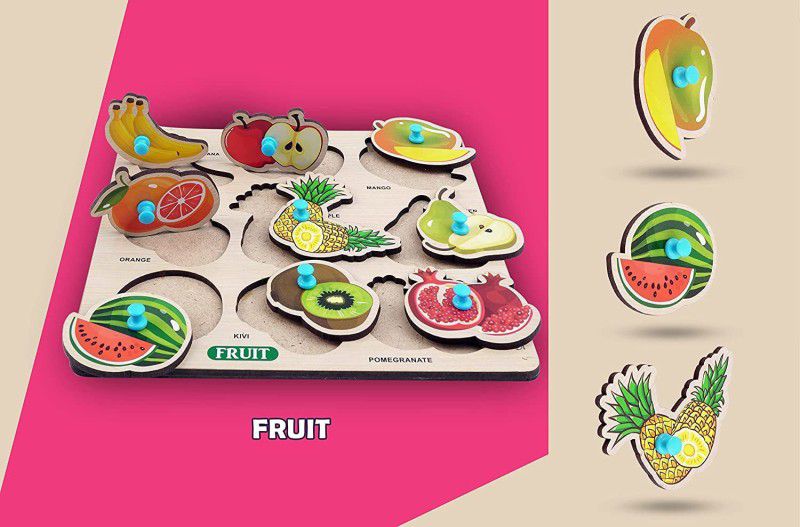Enorme Mini Wooden Fruits Puzzle with Knobs Game For Kids  (1 Pieces)