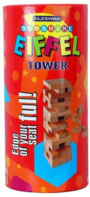 Crazeis Tumbling Eiffel Tower Jenga Game for Kids and Adults,45pcs. Wooden Blocks (7CM)  (45 Pieces)