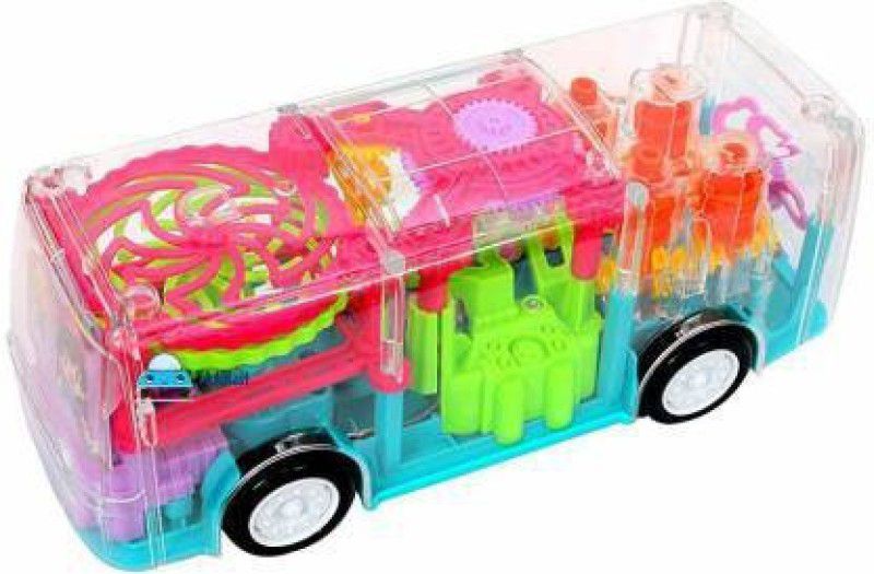 JVTS Rotating Transparent Gear Mechanical Bus With Lights & Sound Toy for 2-5 Year Kids  (Multicolor)