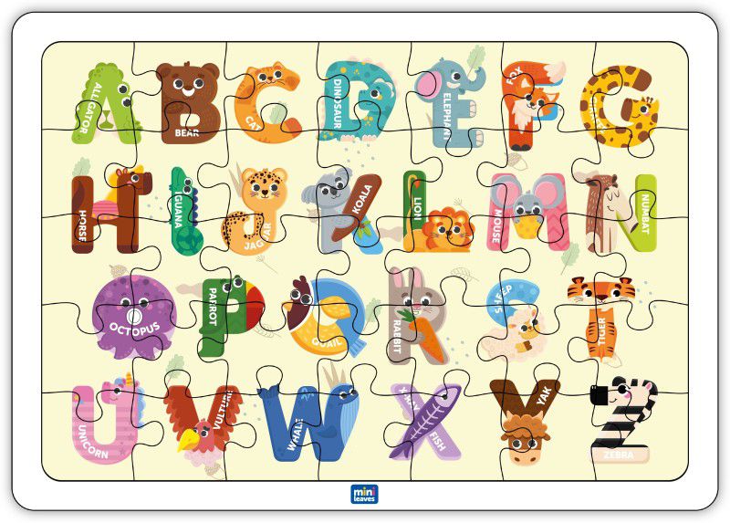 Minileaves Capital Alphabet Letters Educational Wooden Puzzle Toy for Kids - ABCD  (35 Pieces)
