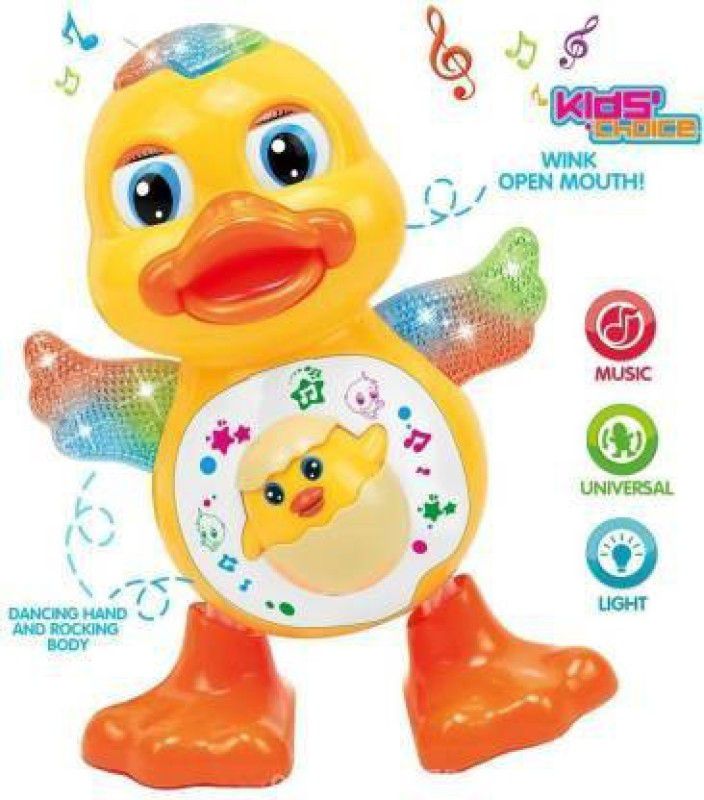 MINTLEAF Dancing Duck With Music and 3D Flashing Lights For Babies, Toddlers, Girls and Boys | Perfect Birthday (Return) Gift for Your Baby ,Dancing Duck Toy (Pack of 1)  (Multicolor)