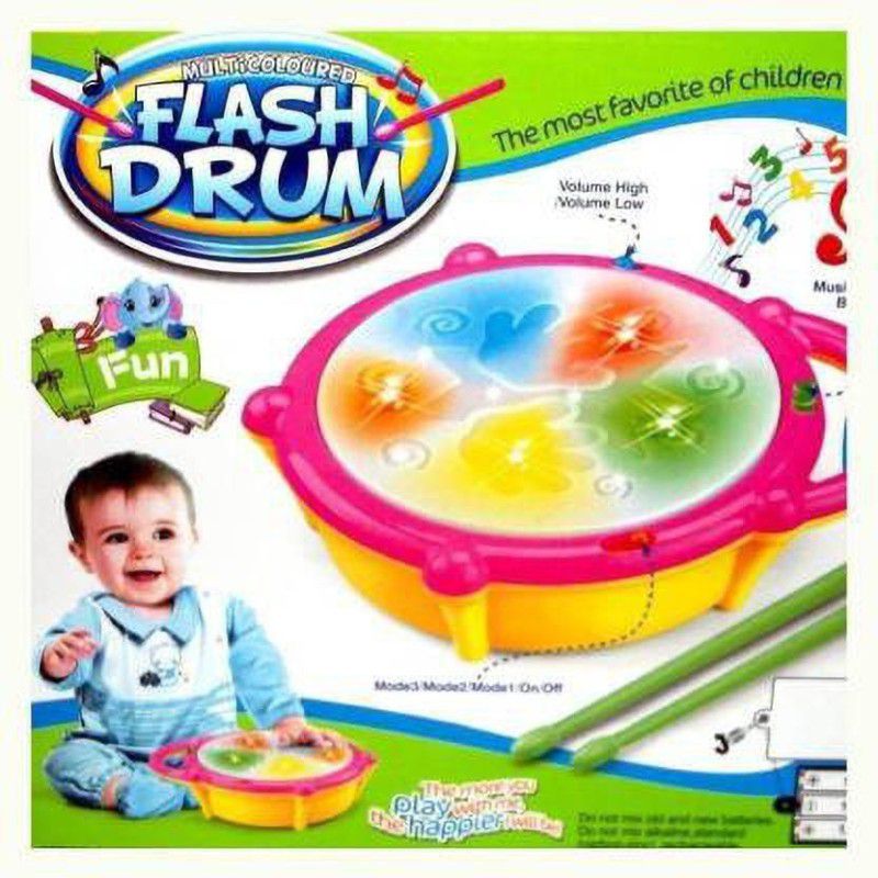 Tenmar Flash Drum Set With Music and Lights Electronic Touch Flash Visual 3d Lights (Multicolor)  (Multicolor)