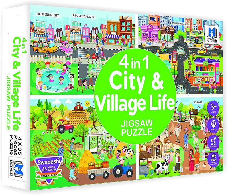 PEZYOX City & Village Life Jigsaw Puzzle for kids  (140 Pieces)