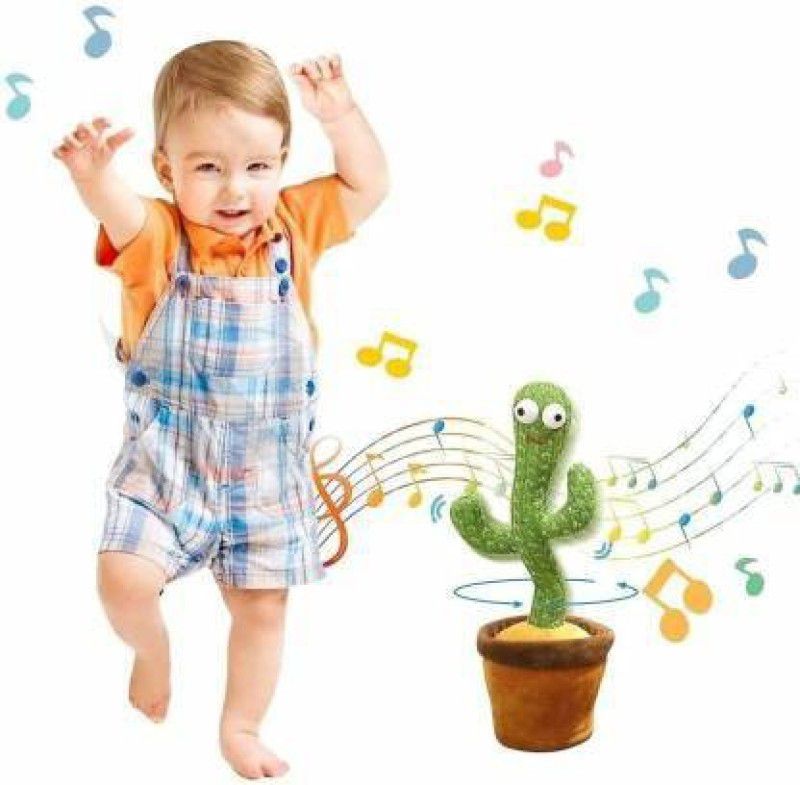 JVTS Dancing Cactus with Lights Up Talking Singing Toy Decoration Rechargeable Dancing Cactus Plush Toys Same Talking Tom Toy Funny Early Interesting Childhood Education Toys for Kids  (Green)