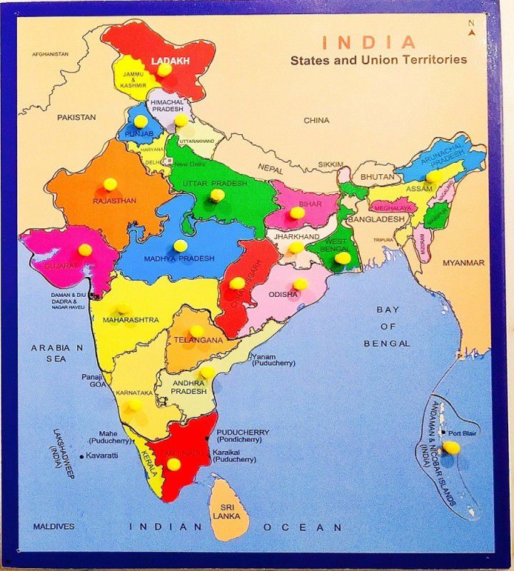jaraglobal Wooden India Map Puzzles  (18 Pieces)