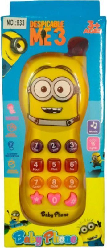 MindsArt Toy Minion Cartoon Mobile Multi-Color Learning Mobile Phone for Kids (Yellow) Minion mobile