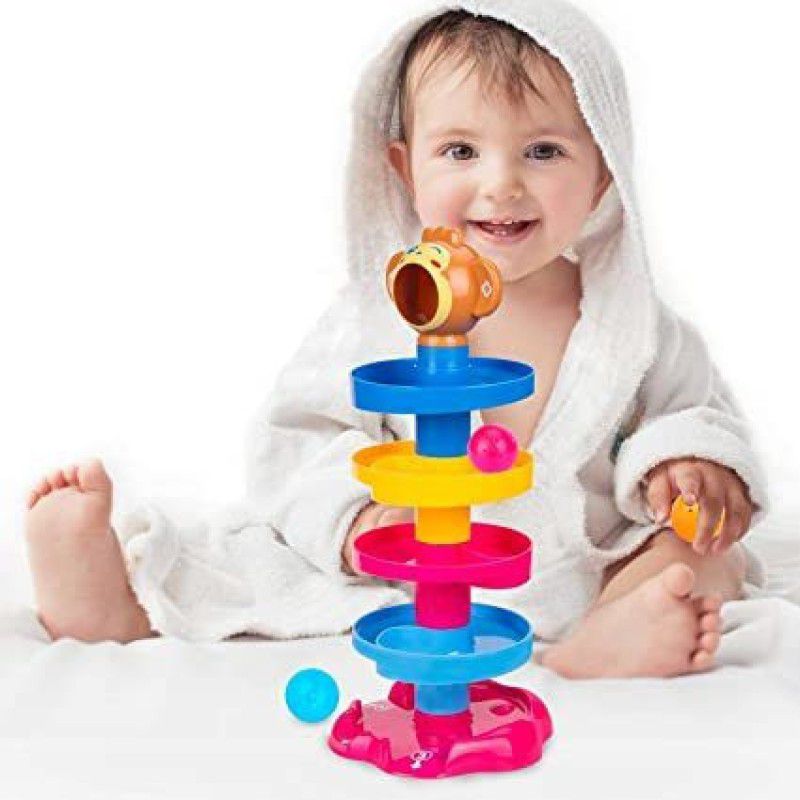 luzzo 5 Layer Ball Drop and roll Swirling Tower for Baby  (Multicolor)