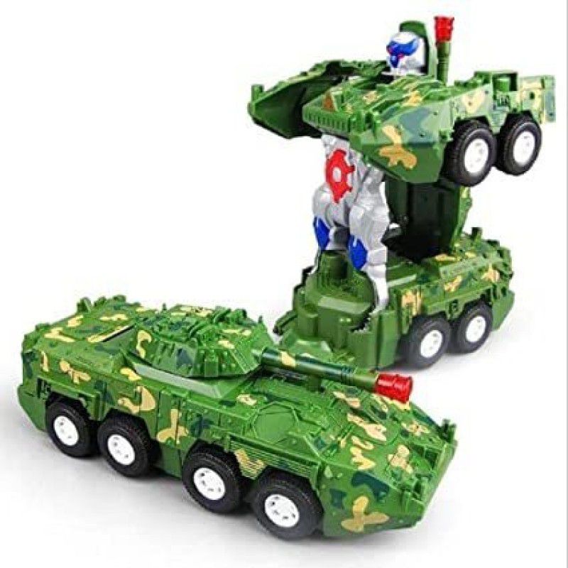 luzzo Military Tank Robot Truck Toy Play Set 2 in 1 Vehicles Trans-Forming Toy  (Green)