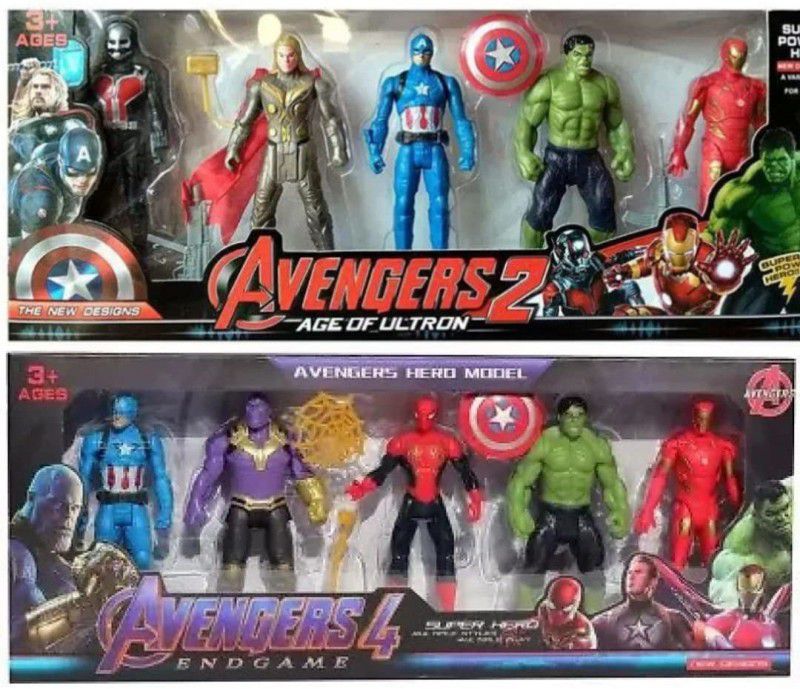 M S.Toys Avengers 4 Avg 2 set of 5 superheroes Action Figures Toy for Kids Como pack-2  (Multicolor)