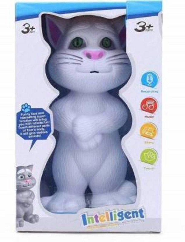 HREYANSH COLLECTION Talking Tom Cat Toy for Kids Speaking Repeats What You Say - Best Gift (White) (White)  (White)