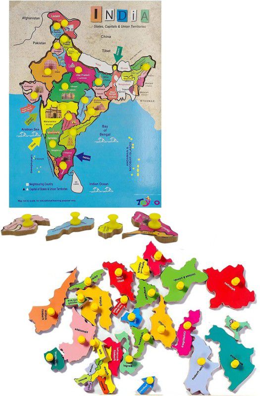 AMUSING Learn India map States and Fun Facts- Fun Jigsaw puzzle Educational Toy For Kids  (1 Pieces)