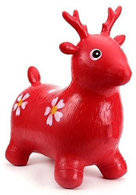 IndusBay 10 Inches Mini Bouncy Animal Hopper Inflatable Jumping Bouncing Toy for Kids Inflatable Hoppers & Bouncer  (Red)