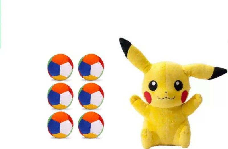 Nihan Enterprises 6pc soft toys and pikachu - 30 cm  (Multicolor)