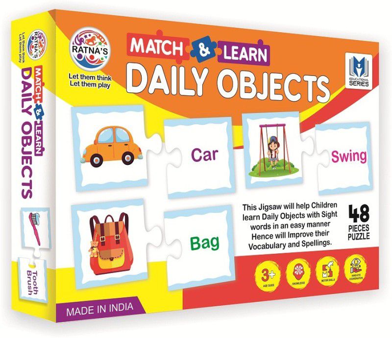 Ratnas Match the Daily Objects Jigsaw puzzle for kids  (48 Pieces)