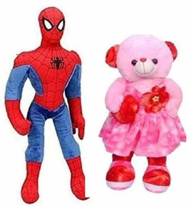 happykiddy Soft Stuff Toys Spiderman & Teddy Doll Combo of 2 - 40 cm  (Multicolor)