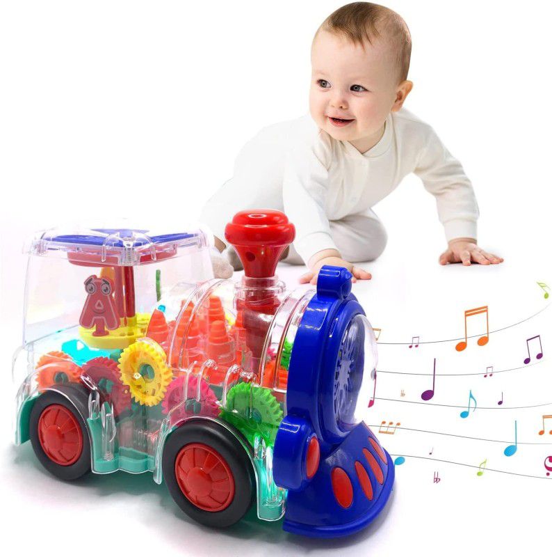 Dherik Tradworld Transparent Electric Gear Train Engine Light Sound Musical Toy  (Multicolor)
