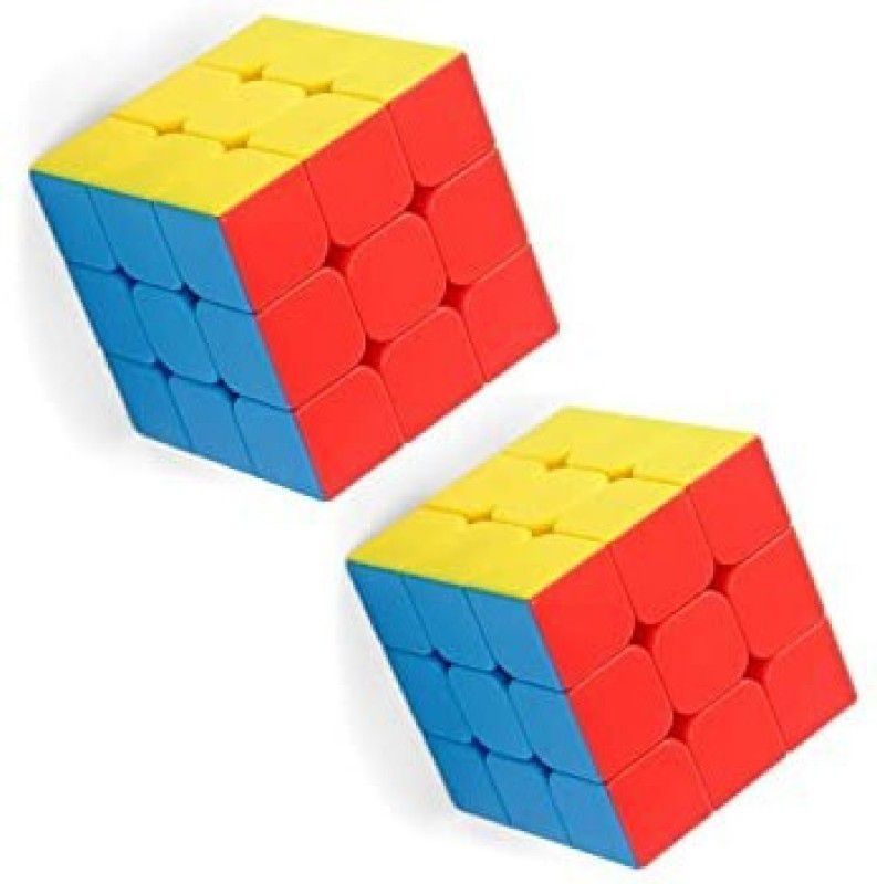 KRISHNAVI High Speed High Stability Magic Sticker less 3x3x3 Puzzle Cube (Pack of 2)  (2 Pieces)