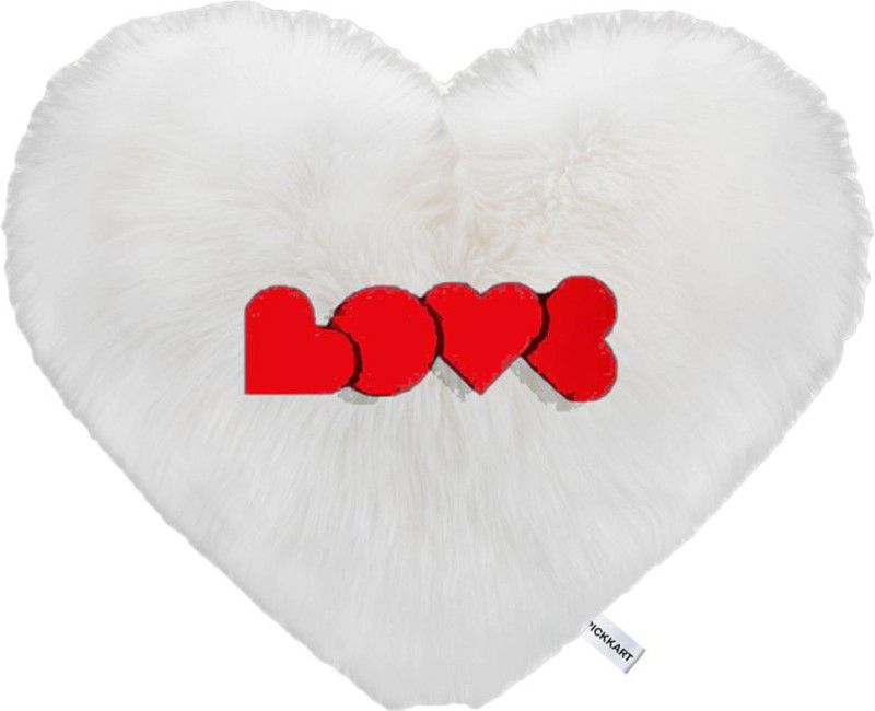 PICKKART Heart Shape Love Cushion Throw Pillows Gift for Friends/Children/Girls on Valentine's Day Fit for Living/Bed /Dining/Sofa/Cars - 40 cm  (White, Red)