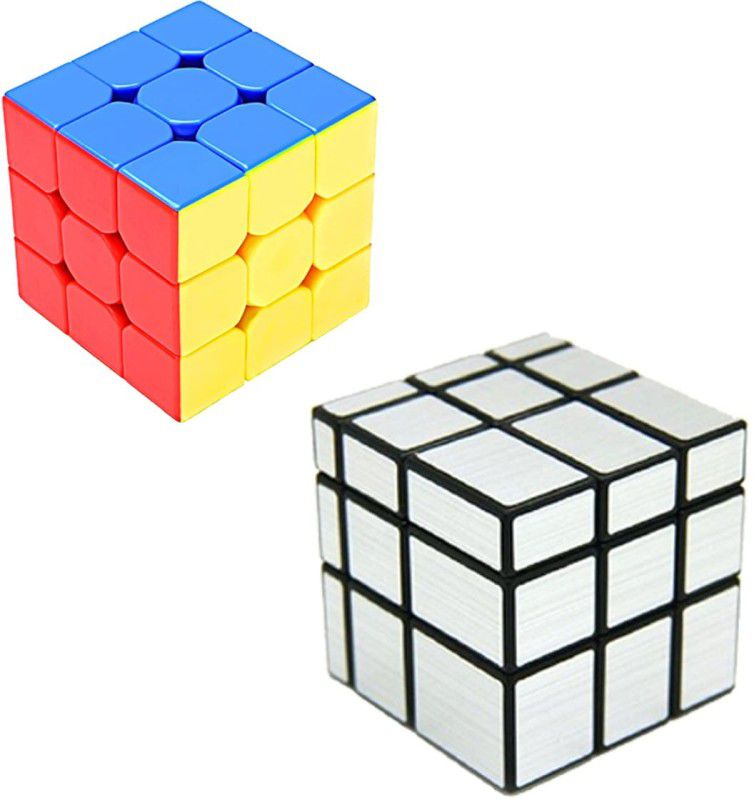 Vaniha Cube Combo Set of 3X3 & Silver Mirror High Speed Stickerless Magic Cube Puzzle  (2 Pieces)