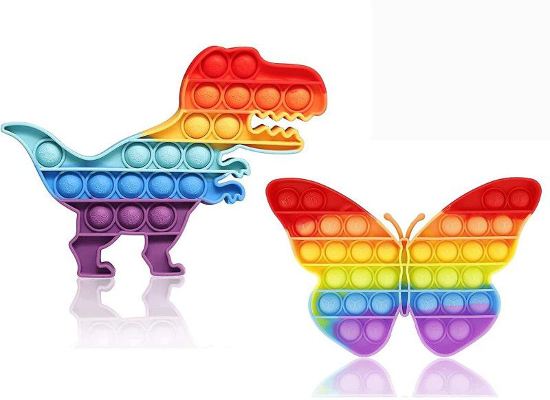 RAXBRAWNY Fidget pop its Toy, Pop It for Kids, Pop it Fidget Toys (Butterfly + Dianosaur)  (Multicolor)