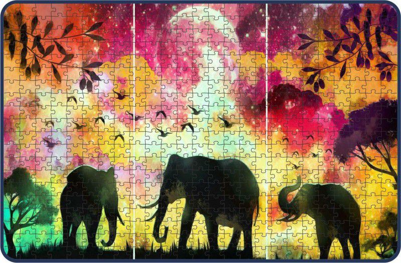 Webby Elephants in a Forest Painting Jigsaw Puzzle, 500 pieces  (500 Pieces)